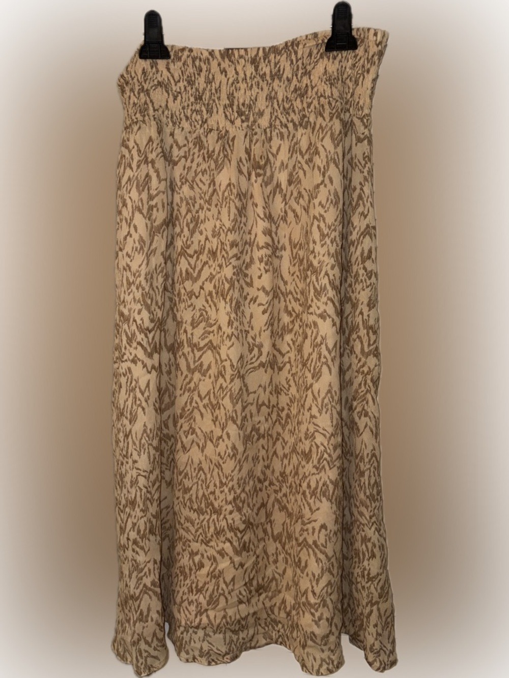 NWT ESQUALO Beige and Brown Maxi Skirt - Button down